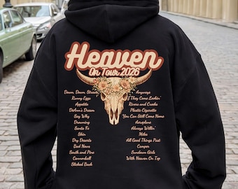 Heaven On Tour 2026 Hoodie, Music Tour Graphic Hoodie, Country Concert Outfit, Music Lover Merch, Trendy Western Music Fan Gift Crewneck