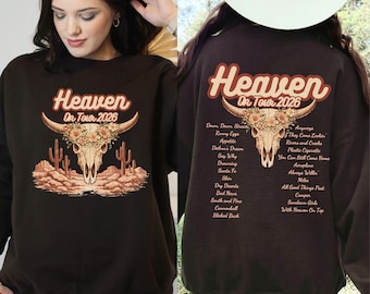Heaven On Tour 2026 Sweatshirt, Music Tour Graphic Shirt, Country Concert Outfit, Music Lover Merch, Trendy Western Music Fan Gift Crewneck