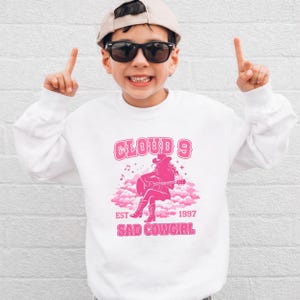 Cloud 9 2026 Music Youth Sweatshirt, Sad Cowgirl Country Concert Tour Crewneck, Retro Country Music Shirt, Western Music Fan Gift For Youth image 3