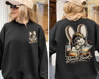 Unisex Benito Bowl 2026  Sweatshirt, Bunny Football Graphic Crewneck, Here for the Benito Bowl, Retro Game Day Outfit, Bunny Bowl Sweatshirt