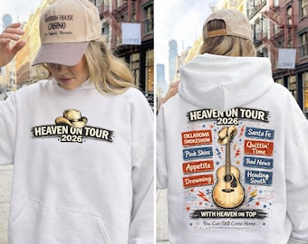 Heaven On Tour 2026 Hoodie, Music Tour Graphic Hoodie, Country Concert Outfit, Music Lover Merch, Trendy Western Music Fan Gift Crewneck