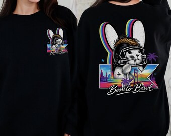 Unisex Benito Bowl 2026  Sweatshirt, Bunny Football Graphic Crewneck, Here for the Benito Bowl, Retro Game Day Outfit, Bunny Bowl Sweatshirt