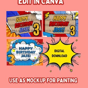 Superhero Birthday Banner Template | DIY Party Decor (Digital Download