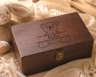 Personalised Wooden Baby Memory Box, Engraved Keepsake for Newborns,  Baby Gift , Birth Gift ,Christening Gift Idea With Name and Date