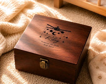 Personalised Wooden Baby Memory Box, Engraved Keepsake for Newborns,  Baby Gift , Birth Gift ,Christening Gift Idea With Name and Date