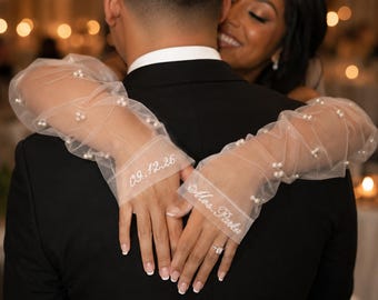 Longs gants de mariée transparents en tulle, gants de mariée sans doigts, manches extra longues pour gants de mariée