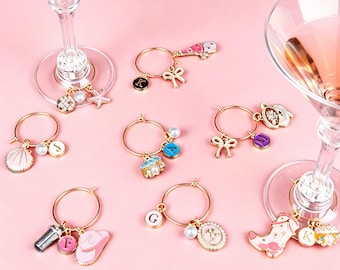 Custom Gold Wine Glass Charms, Bridal Shower Favors, Bridal Shower Gifts, Girls Trip Gifts, Bachelorette Party Favors, Bachelorette Gifts