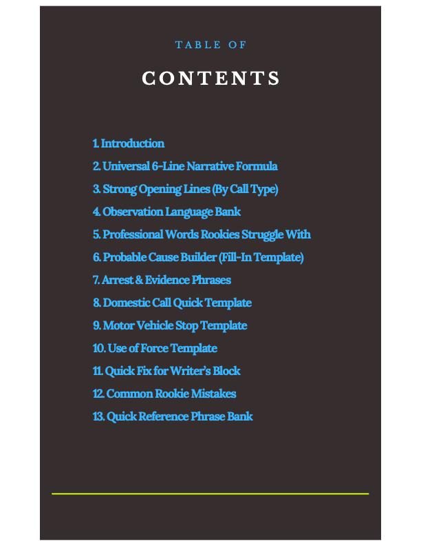 Police Scribe Note Examples Police Report Writing Cheat Sheet: Quick Phrases, Narrative Guide (12 ...