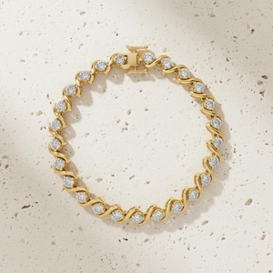 6.5 Carat S-Link Lab-Grown Diamond Tennis Bracelet | Wave Link Design | 925 Silver & 24K Gold Plated | Lifetime Tarnish-Free Guarantee