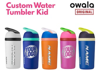 Garrafa de água infantil personalizada Owala Flips de 414 ml | Garrafa de água em aço inoxidável | Garrafas de água isoladas com gravação a laser | Garrafa de água com tampa de travamento.