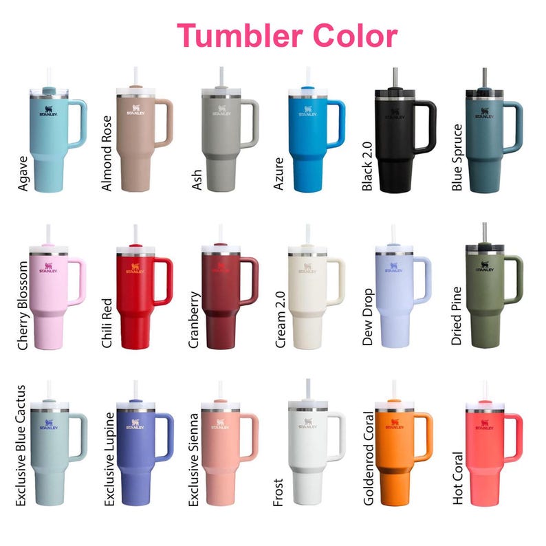 Personlaized Stanley 30oz Name Engraved Laser Engraved Cup Tumbler Custom Laser Engraved Water Bottle 30 oz. and 40 oz. Quencher Name