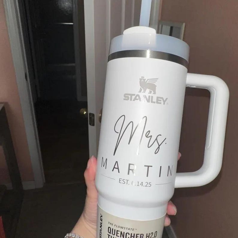 Personlaized Stanley 30oz Name Engraved Laser Engraved Cup Tumbler Custom Laser Engraved Water Bottle 30 oz. and 40 oz. Quencher Name