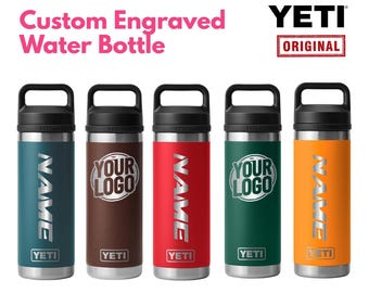 Garrafas de água YETI Rambler de 532 ml personalizadas | Aço inoxidável com tampa de canudo na mesma cor | Garrafa gravada a laser, livre de BPA | O presente perfeito