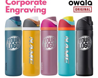 Garrafa de água Owala Freesip genuína de 710 ml com gravação a laser inclusa, garrafa de água personalizada com gravação a laser, presente para ele ou para ela, garrafa gravada.