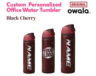 Garrafa de água Owala Freesip de 1,18 L (40 oz) com sabor de cereja preta e gravação a laser inclusa. Ideal para presentear a ele ou a ela.