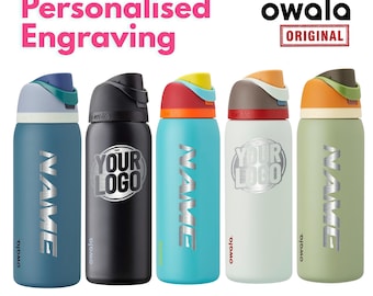 Garrafa Owala FreeSip personalizada de 1,2 litros (40 oz) – Garrafa de água com gravação a laser personalizada, presente para ele ou para ela, copo térmico de aço inoxidável.