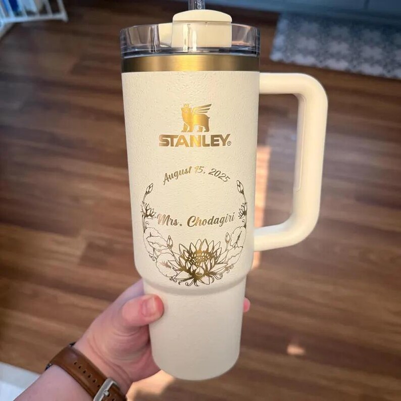 Personlaized Stanley 30oz Name Engraved Laser Engraved Cup Tumbler Custom Laser Engraved Water Bottle 30 oz. and 40 oz. Quencher Name