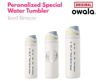 Garrafa de água Owala Freesip de 710 ml (24 oz) sabor Breeze Gelado, com gravação a laser inclusa. Ideal para presentear a ele ou a ela.