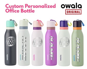 Botella de agua deportiva Owala FreeSip Twist de 24 oz con grabado personalizado para uso en gimnasio. Botellas de agua de acero inoxidable Owala FreeSip Twist de 24 oz personalizadas al por mayor.