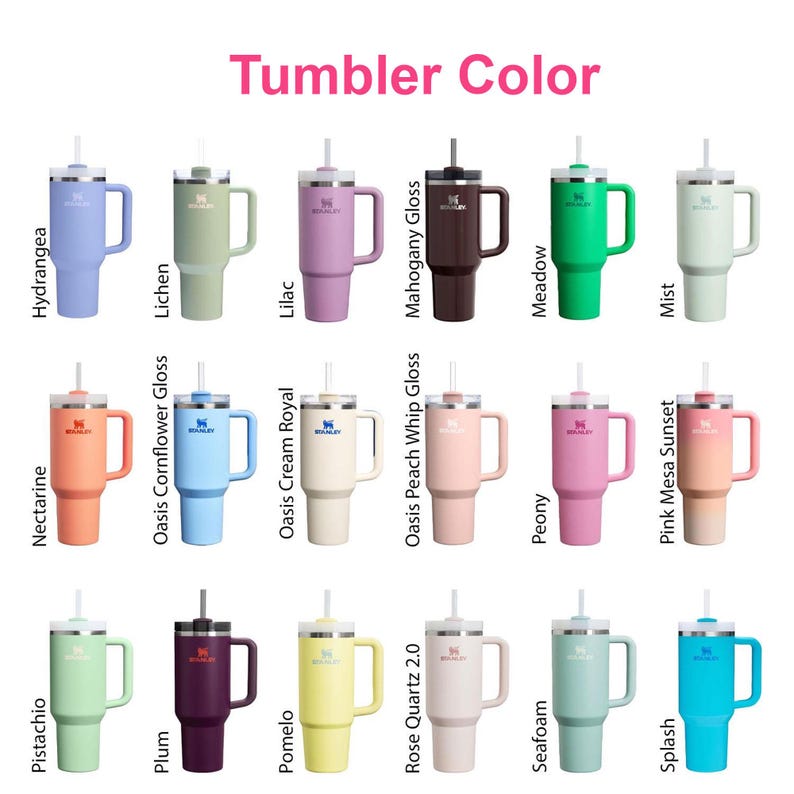 Personlaized Stanley 30oz Name Engraved Laser Engraved Cup Tumbler Custom Laser Engraved Water Bottle 30 oz. and 40 oz. Quencher Name