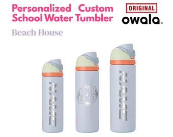 Botella de agua Owala Freesip de 32 oz, estilo Beach House, original, con grabado láser incluido, botella de agua personalizada grabada con láser, regalo para él o para ella.