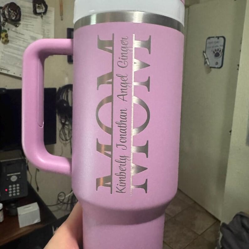 Personlaized Stanley 30oz Name Engraved Laser Engraved Cup Tumbler Custom Laser Engraved Water Bottle 30 oz. and 40 oz. Quencher Name