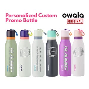 Personalized 18oz Owala FreeSip Twist stainless steel water bottle with laser engraved name, Travel-friendly laser engraved water bottle.