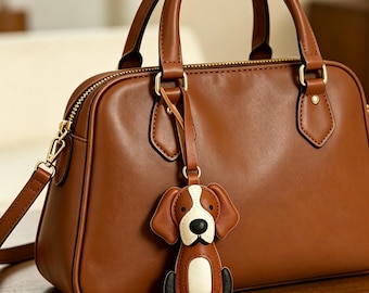 Genuine Hand Stitched Leather Beagle Bag Charm,Cute Puppy Purse Pendant,Hound Dog Keychain,Gift for Beagle Lovers,Pet Memorial Keepsake