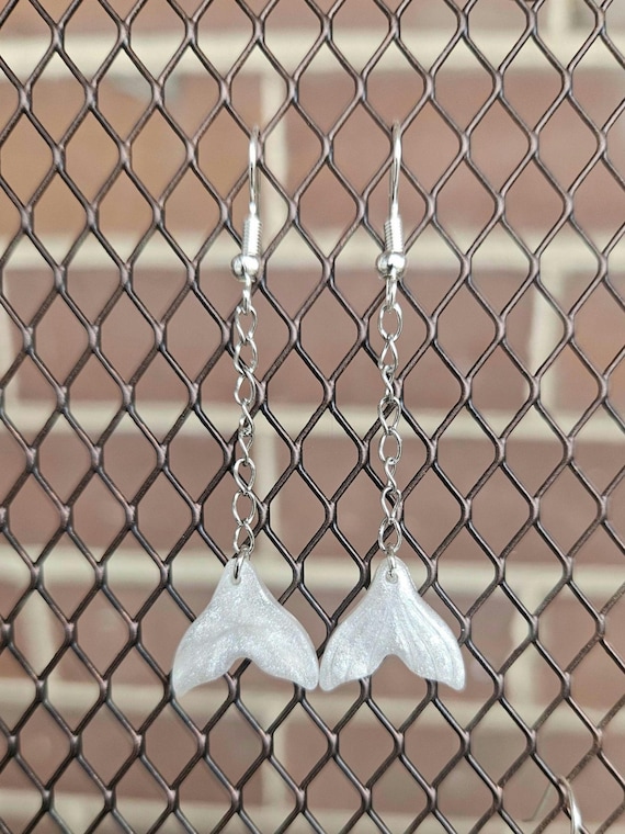Mermaid tail resin dangle earrings
