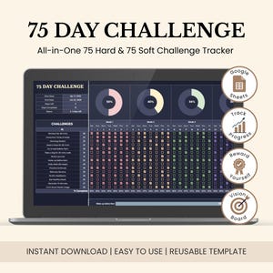 75 Hard Tracker Spreadsheet 75 Soft Challenge Fitness Tracker Google Sheets Workout Planner Reading Task Habit Tracker 75 Medium Tracker