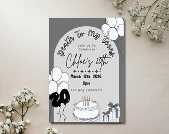 RIP Birthday Invitation Template, “Death to My Youth” Party Invite, Editable (Digital Download)