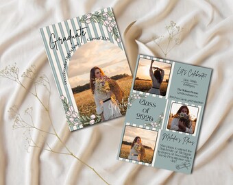 Floral 2026 Graduation Invitation, Editable Announcement Template (Digital Download)