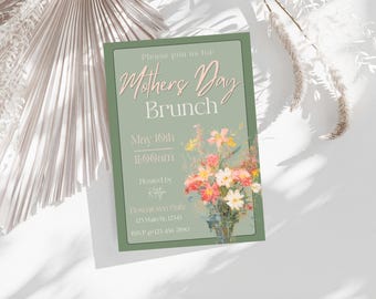 Floral Mother's Day Brunch Invitation, Editable Mom Celebration Invite (Digital Download)