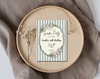 Garden Party Invitation, Elegant Birthday Invite, Cottagecore/Floral Template (Digital Download)