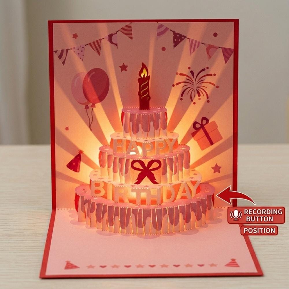 3D Pop up Birthday Card With Music Lights Recording, Custom Voice ...