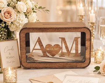 Personalized Wedding Card Box, Wooden Acrylic Card Holder