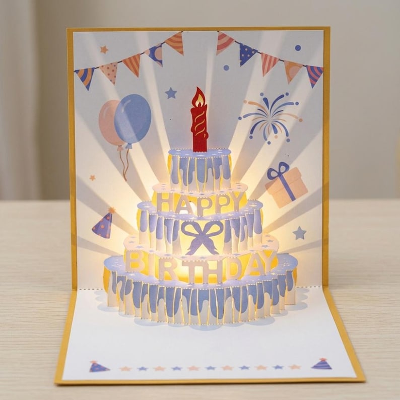 3D Pop up Birthday Card With Music Lights Recording, Custom Voice ...
