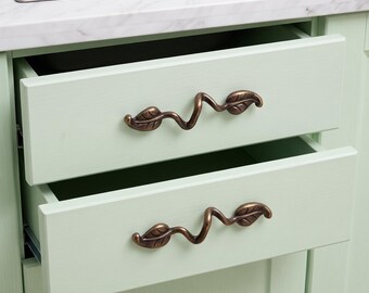 Bladmotief kastgrepen, ladehandgrepen, op de natuur geïnspireerde meubelbeslag, keukenkastgrepen, decoratieve ladehandgrepen, upgrade voor je interieur