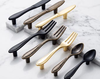 Fork Cabinet Pulls Drawer Handles Decorative Furniture Hardware Kitchen Pulls Dresser Handles Unique Cupboard Hardware Home Decor Upgrade