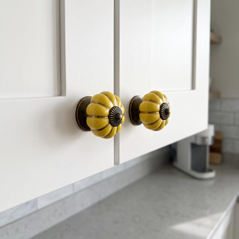 Kürbisförmige Schubladengriffe, Schrankgriffe, Vintage-Küchenbeschläge, dekorative Möbelgriffe, Kommodenschubladengriffe, Landhausstil-Wohndeko-Upgrade Bild 8