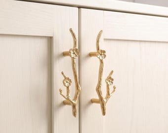Bloemvormige kastgrepen, ladehandgrepen, botanische meubelbeslag, keukenkastgrepen, dressoirgrepen, decoratieve deurgrepen, huisverbetering