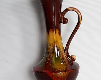 Mid-century drip glaze ceramic pitcher/ewer, most likely from the 1950s–1970s.