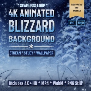 Cinematic Winter Blizzard Scene | Hand Painted Animated Frozen Background Loop | 4K Live PC Wallpaper | Twitch OBS | Stream Backdrop No AI