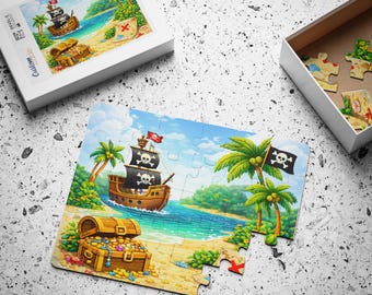 Pirate Adventure Kids Puzzle, Treasure Island Jigsaw Puzzle, Toddler Learning Toy, Pirate Ship Puzzle, Fun Kids Activity Gift