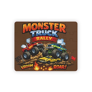 Monster Truck Puzzle for Kids, Truck Toddler Puzzle, Monster Jam Style Jigsaw, Preschool Vehicle Toy, Boy Birthday Gift, Truck Lover Gift image 2