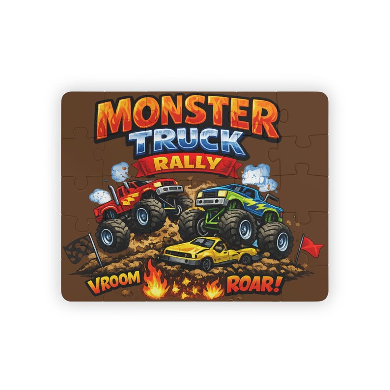 Monster Truck Puzzle for Kids, Truck Toddler Puzzle, Monster Jam Style Jigsaw, Preschool Vehicle Toy, Boy Birthday Gift, Truck Lover Gift image 2