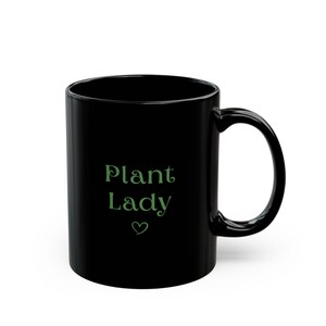 Plant Lady mug, Black ceramic mug with green script, Plant lovers gift, Plant mama