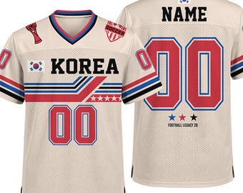 Custom Korea Soccer Jersey Shirt, Retro South Korea Football Tee, World Cup 2026 Fan Gift
