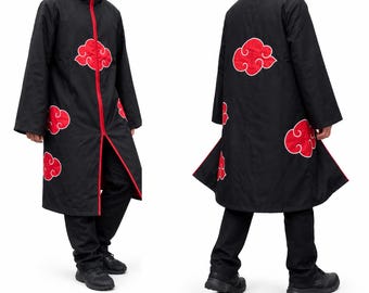 Cloak Costume – Black & Red Clouds Cosplay Outfit Set (Headband, Ring)  Anime