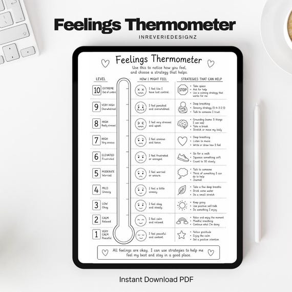 Feelings Thermometer | Therapy Worksheet